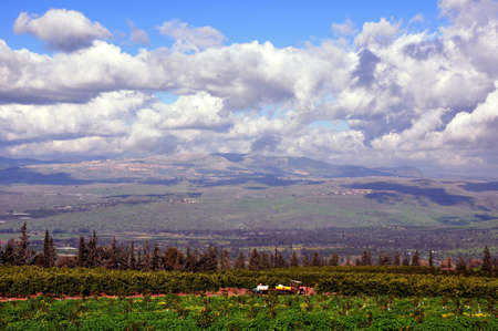 A view down on Israel from Golan Heights, taken from a kibbutz の写真素材