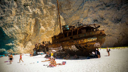 Navagio Shipwreck in Zakynthos Greeceのeditorial素材
