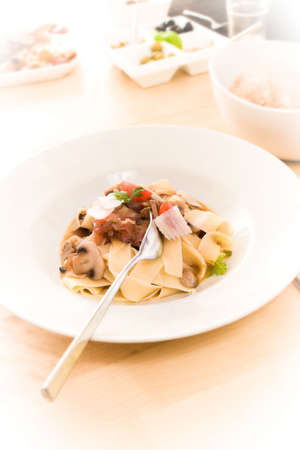 Pasta on a plateの写真素材