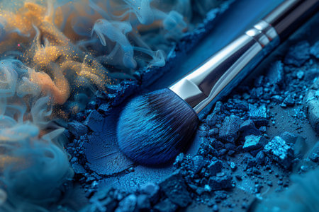 Electric blue eye shadow brush on coral reef underwaterの素材