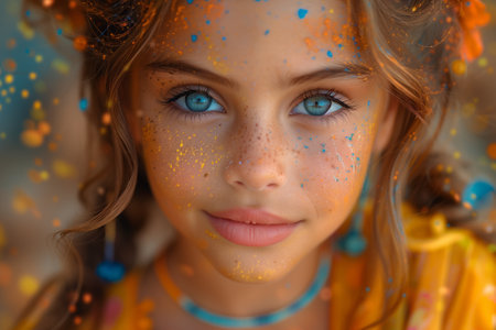 a close up of a girls face with paint on it 2の素材