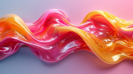 Close up of a magenta and peach wave on an electric blue and pink background