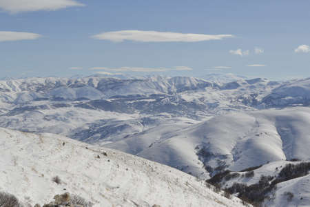The mountains covered with snow