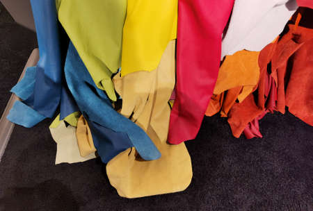 Colored cowhide leather ready for processingの写真素材