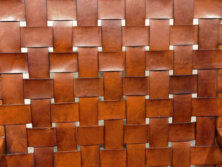 Checkered leather pattern knitted in brown colorの写真素材