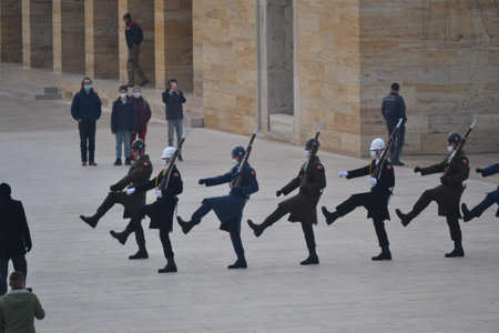 Changing of the Guard in Anitkabir, Turkish Army Air, Sea and Ground Soldiers in Ankara on...