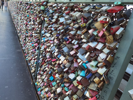 Love locks on the Cologne bridgeのeditorial素材