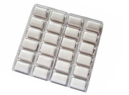 Close up of Nicotine Gum on a white background の写真素材