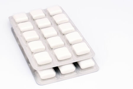 Close up of two packs of nicotine Gum の写真素材