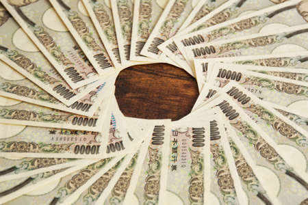 A lot of Japanese 10000 yen billsの写真素材