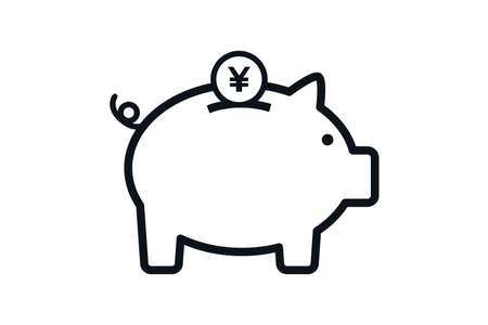 Illustration of Pig piggy bank and Dollar currency.のイラスト素材