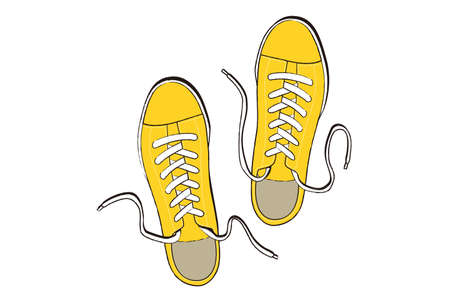 Illustration of casual yellow sneakers.のイラスト素材