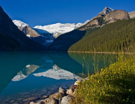 Beautiful classic view near Banff of the glacierの写真素材