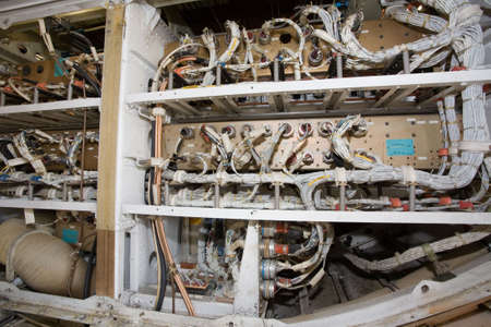 electric cable on the airplaneの写真素材