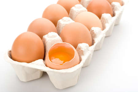 Brown eggs, isolatedの写真素材