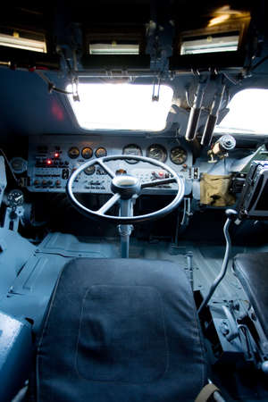 armored military vehicle insideの写真素材