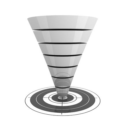 seperating funnel graph 3d illustration isolated on white backgroundの写真素材