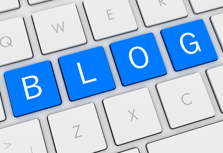 blog keyboard 3d illustration isolated on white backgroundの写真素材