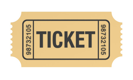ticket 3d illustration isolated on white backgroundの写真素材