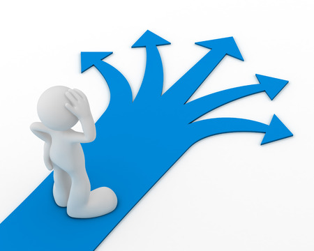 direction choice 3d illustration isolated on white backgroundの写真素材