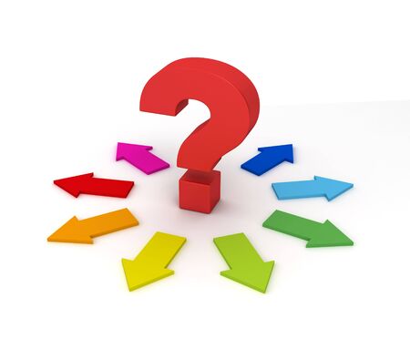 question mark 3d illustration isolated on white backgroundの写真素材