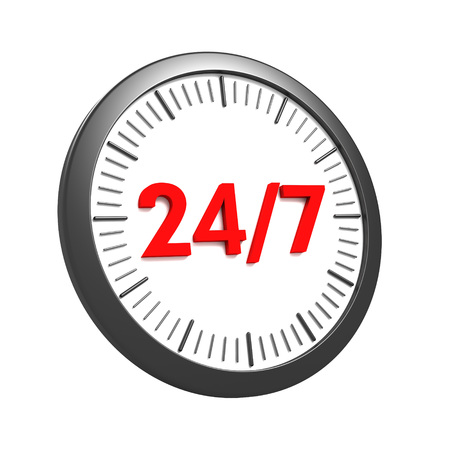 3d 24/7 clock isolated on white background