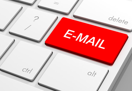 e-mail keyboard 3d illustration isolated on white backgroundの写真素材