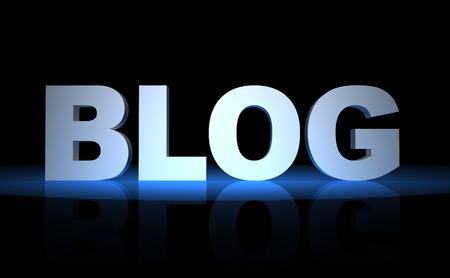 blog word 3d illustration on black backgroundの写真素材