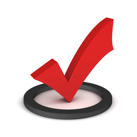 check mark 3d illustration isolated on white backgroundの写真素材