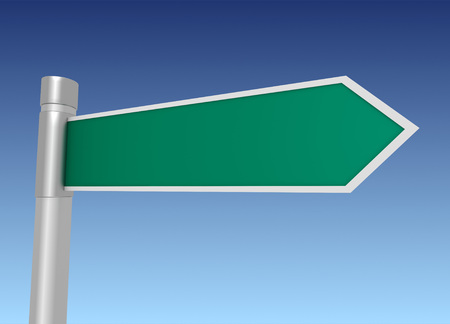 blank road sign 3d concept illustration on sky backgroundの写真素材