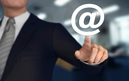 e mail      with finger pushing concept 3d illustrationの写真素材