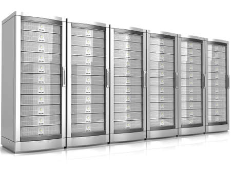 network workstation servers 3d illustration isolated on white backgroundの写真素材