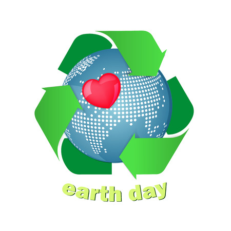 Earth with recycle symbol isolated on withe backgroundのイラスト素材