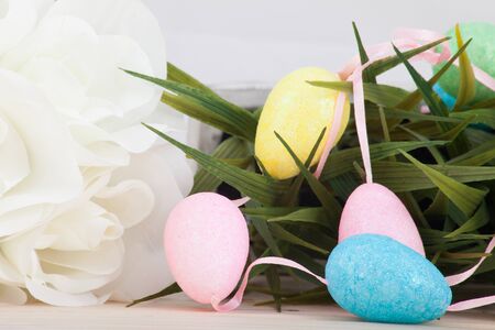 Colored easter eggs background