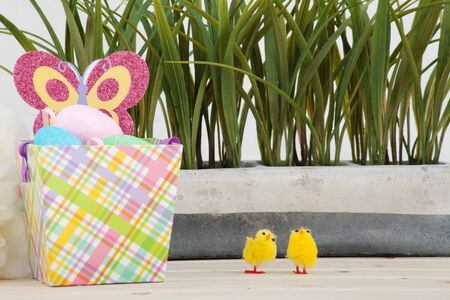 Colored easter eggs backgroundの写真素材