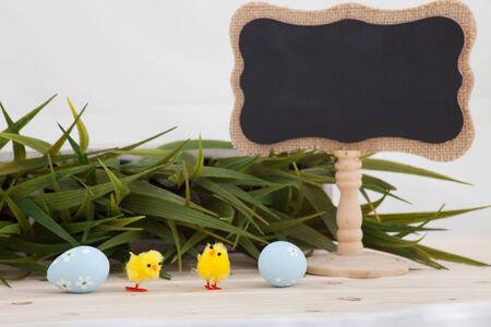 Colored easter eggs background with banner for yor text