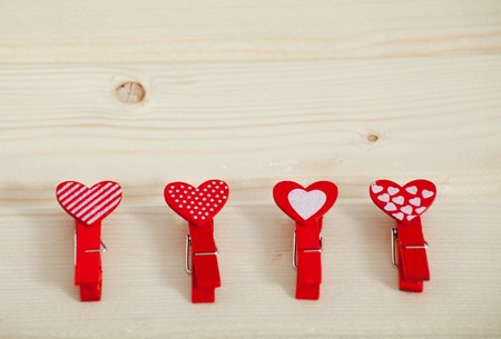 Red hearts wooden texture Valentines day backgroundの写真素材
