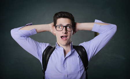 picture of young student going wild.の写真素材