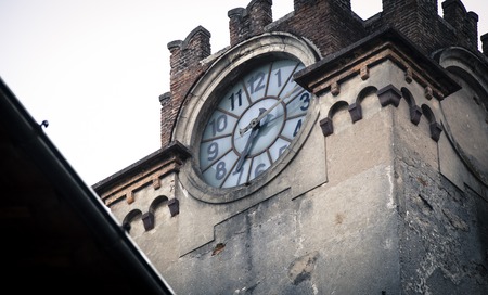 beautiful big watch on church tower in lovere north italy.