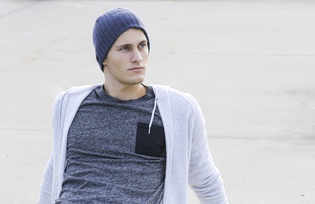 young man with color filter.の写真素材