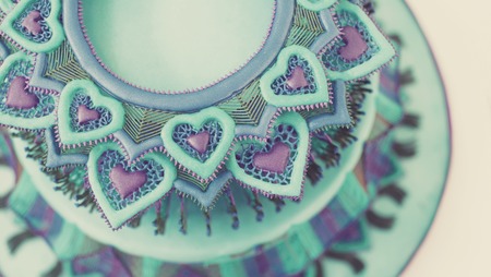 beautiful cake top view with awesome decore colors e filters - art and cake, design in milano.の写真素材