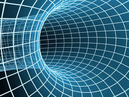 The blue abstract 3d tunnel from a gridの写真素材