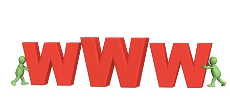 3d puppet, making letters www of red colorの写真素材