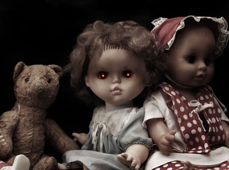Dark series - vintage evil spooky dollの写真素材