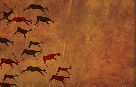 Background with drawings of the primitive personの写真素材