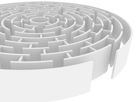 Circular 3d maze of white colorの写真素材