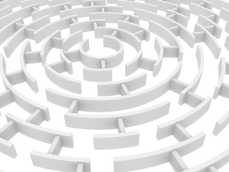 Circular 3d maze of white colorの写真素材