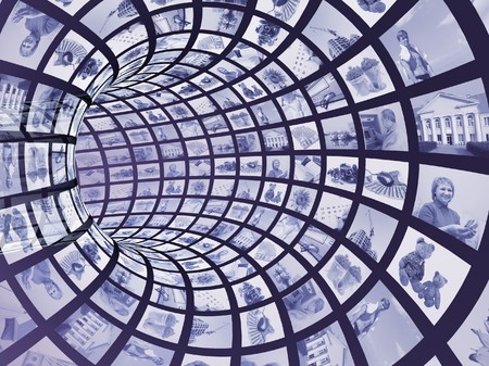 Internet concept -  3d abstract blue tunnelの写真素材