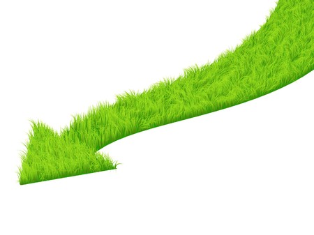 Conceptual image - road with bright green grassの写真素材