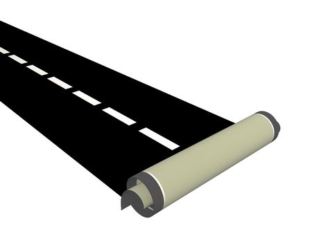 Isolated asphalt road - 3d renderの写真素材